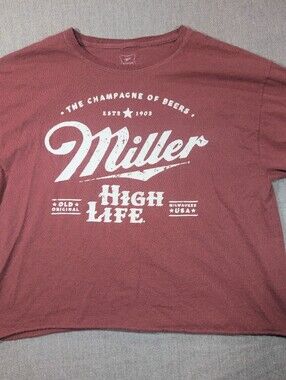 Miller High Life Graphic T Shirt Burgundy Size L G